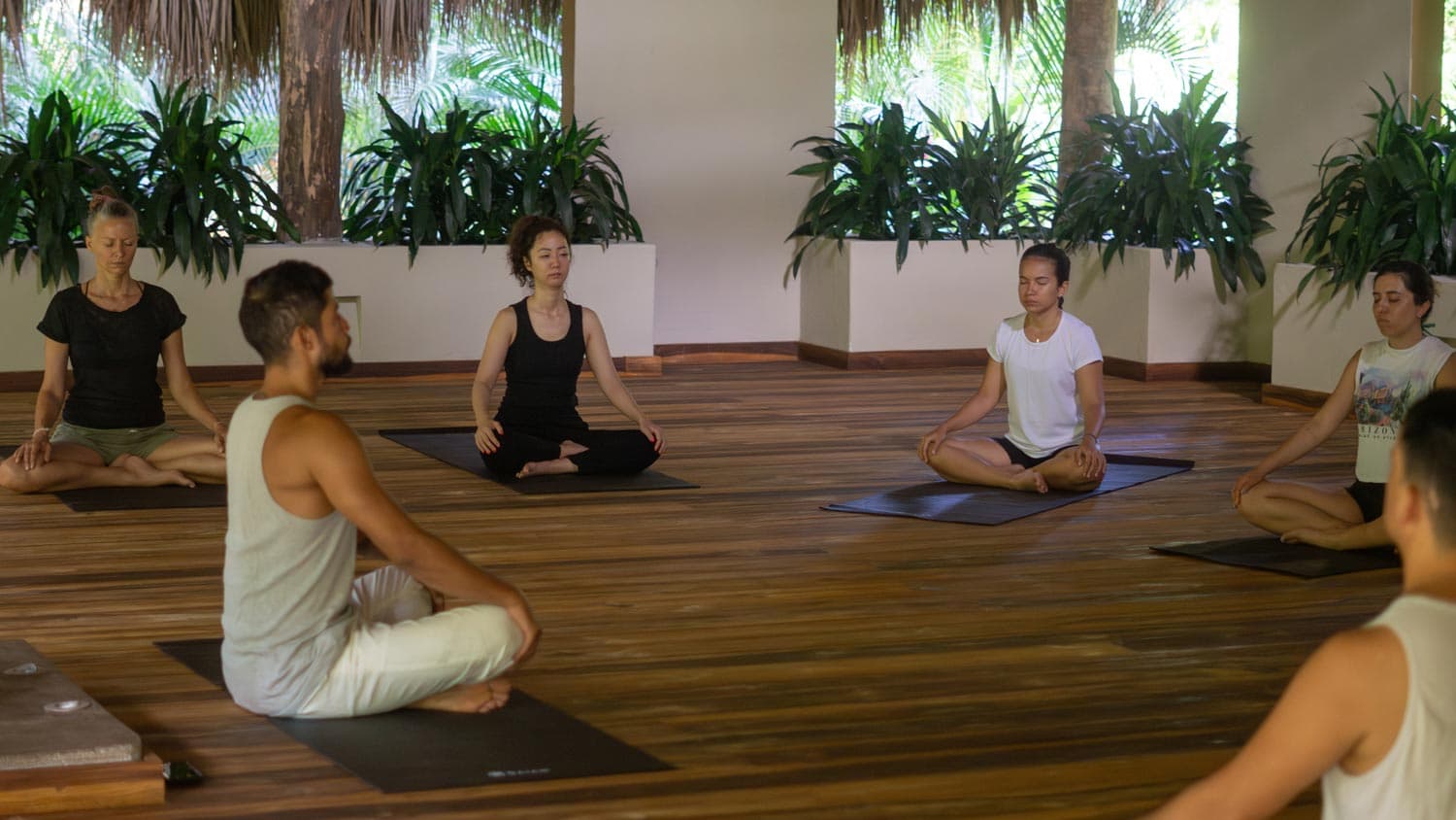 Meditación al aire libre cerca de la playa